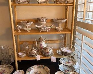 Living Room:  Riser #6 displays a nice selection of DRESDEN and SCHUMANN porcelain. 