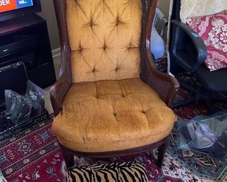 Vintage wingback chair with ottoman 