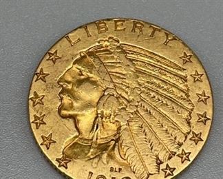 1912 Gold Indian Head Five Dollar Coin