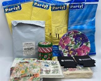 New Party Supplies: Christmas Tin & Table Runner, Table Cloths, Napkins & More
Lot #: 130
