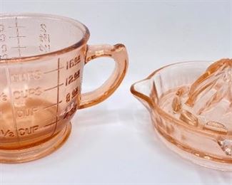 Vintage Pressed Glass 2 Cup Measuring Cup & Citrus Juice Maker Reamer
Lot #: 35