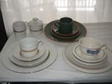 Imperial Gold 22k band china.
Pfaltzgraff Yorktowne dishes.
Create & Barrel dishes.