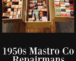 1950s Mastro Co Repairman Case FULL of new tubes 