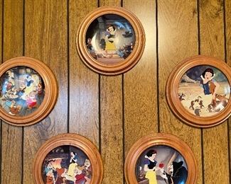 Walt Disney Snow White Seven Dwarfs Plates, Framed