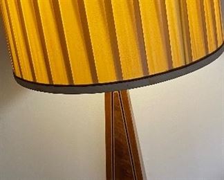 Vintage PAIR Mahogany Inlay Table Lamps, Original Shades