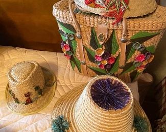Vintage Colorful Straw Hats/Purses