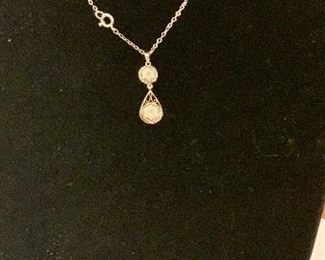 Vintage 14 kit gold diamond necklace . 