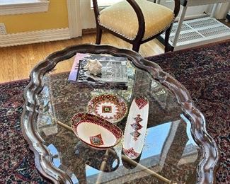Drexel Heritage beveled glass coffee table