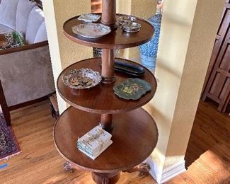 Antique 4-tier English dumbwaiter (all levels spin ala our Lazy Susan (approximately 5 ' tall)