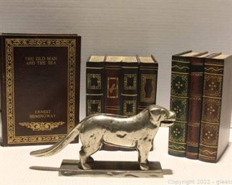 Antique Figural Metal Nut Cracker and Book Storage Boxes