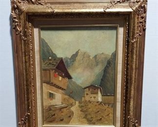 Beautiful Original Landscape Oil Painting in Gold Frame