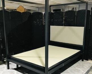 Contemporary Queen Sized Upholstered Canopy Bed