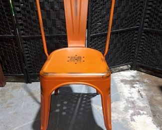 Distressed Orange Metal Indoor Outdoor Chair