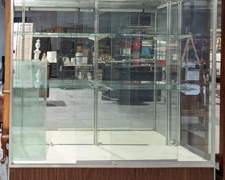 Large Lighted Chrome Framed Glass Showcase