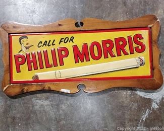 Vintage Call for Phillip Morris Metal Sign Framed