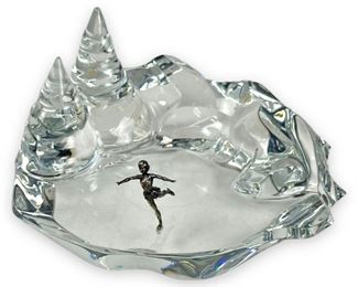 Baccarat Ice Skater On Crystal Pond Sculpture
