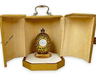 Theo Faberge Clover Egg Clock w/ Box