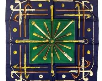 Hermes Blue Cannes et Pommeaux Silk Scarf