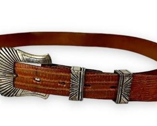 Ron Bendonie Sterling Silver & Lizard Belt
