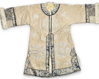 Vintage Chinese Silk & Rabbit Fur Embroidered Coat