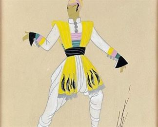 Erte Original Gouache On Paper Signed