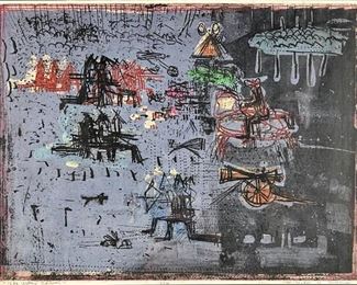 Malcolm Myers Intaglio "The Yellow Cannon" 1961