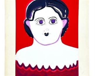 Gloria Vanderbilt "Dolls Head" Lithograph