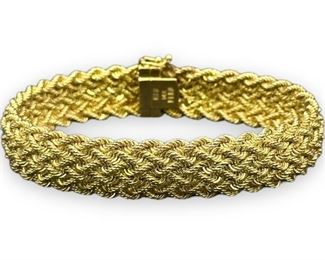 14K Gold Peruvian Weave 8" Bracelet