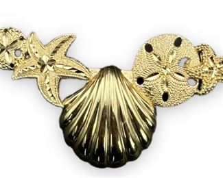 14K Gold Ocean Themed Slide 2.25" Wide