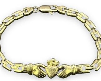 14k Gold Claddagh 7" Bracelet