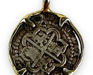 Antique Spanish Colonial Coin Pendant