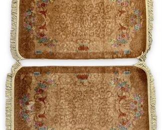 (2) Antique Chinese 3' x 5' Wool Rugs