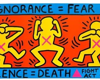 Keith Haring ''Fight Aids Act Up'' 1989 Poster