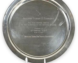 Sen. H. Humphrey 10" Sterling Silver Service Plate