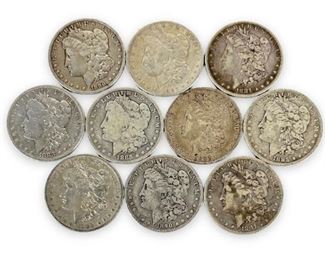 (10) Morgan Silver Dollars Various Years