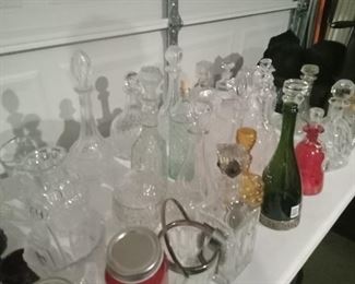 Crystal decanters and glass antique decanters, crystal glass