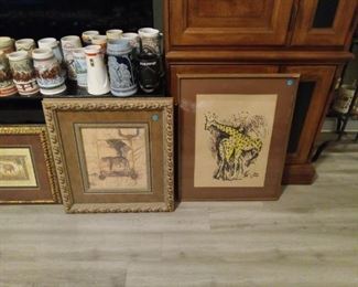 Giraffe and leopard paintings