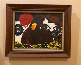 Abstract oil painting, by Cynthia Takahashi. 1990th.