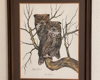 Great Horned Owl by Richard Evans Younger, framed 26” x 32”