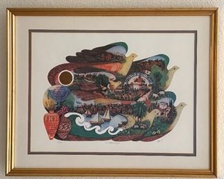 On Doves Wings by Ebgi 
no. 74/950, framed 23” x 19”