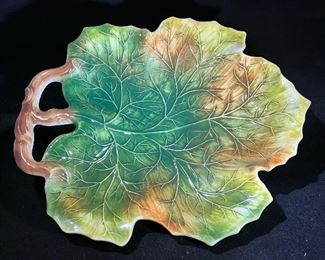 Large leaf dish, hand painted, Italy #4647