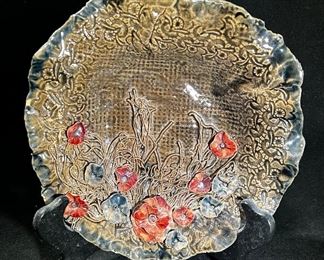 Floral relief decorative bowl