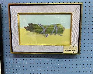 Beautiful original hand signed gouache painting. Framed and under glass.