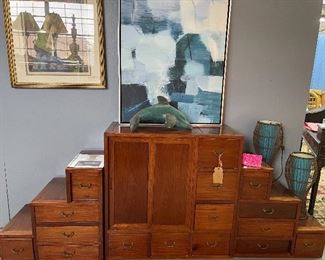 Vintage Tansu double sided 3 pc chest…Beautiful against a wall of in middle of a room originally $3500 now reduced to $950…Final Reduction!!! Amazing piece…