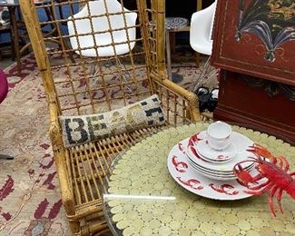 Pair of gorgeous Wingback rattan and bamboo chairs!