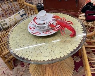 McGuire style split bamboo side table