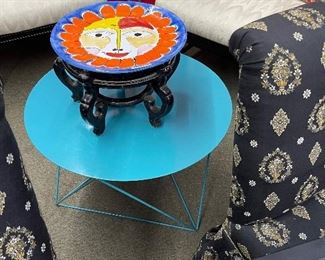 Turquoise contemporary low metal table
