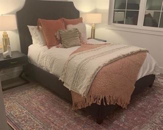 $320 USD Castellano Custom Notched Edge Tufted Upholstered Queen Bed - HOP104-B18 ALL OFFERS CONSIDERED Description: Refresh the look of a guest bedroom with this custom Castellano Tufted back bed. Crafted with hand-folded tufting with a double row of piped edging, the bed offers an elegant, classic look to match the decor in any bedroom. Upholstered in a dark charcoal velvet.
Dimensions: Queen Size
Location: Local pick up SE Portland, OR. Shipper suggestions available upon request. https://goodbyhello.com/products/copy-of-contemporary-queen-size-bed-in-a-wood-plank-natural-finish-with-metal-frame-hop104-b17?_pos=89&_sid=b59973e88&_ss=r