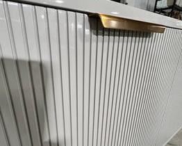 $2000 Sunpan Dorada Media Stand - HOP10411323-2 Description: Effortlessly modern with a refined silhouette, this impressive sideboard will add style to any space. Crafted from a wood frame with a high gloss grey finish. Features three cabinets with a linear design. Completed with gold stainless steel hardware. Materials: Wood and Stainless steel
Dimensions: 57.25W x 19.50D x 30.00H in Color/Finish: Gold and Grey
Condition: Like new condition. Used only for staging purposes with only one very minor superficial nick, see photos for details.
Location: Local pick up Portland, OR 97202. Contact us or go to our website and use the
"Need a shipper" tab to access our list of suggested local and national providers. https://goodbyhello.com/products/copy-of-rove-concepts-square-marble-coffee-table-hop10411323-1?_pos=1&_sid=4b46cc3a7&_ss=r