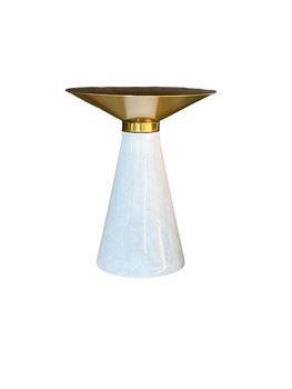 $800 USD     Nuevo Iris Side End Table Gold Top White Marble Base HOP104-12423-2       Description: The product is a testament to a pure, timeless architectural form. A brushed gold surface securely fashioned to a base creates a striking juxtaposition in detailing and mixed materials.

Dimensions: 16 Diam x 19 H in.

Condition: New custom interior design order. 

Location: Local pick up Portland, OR.  Easy access pick up at warehouse bay door. Shipping suggestions available by request.        https://goodbyhello.com/products/copy-of-moes-home-collections-nora-white-fabric-dining-chair-8-available-hop104-12423-1?_pos=2&_sid=2bcaf0a03&_ss=r